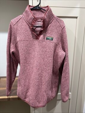 L.L. Bean Heathered Rose Snap-Button Pullover